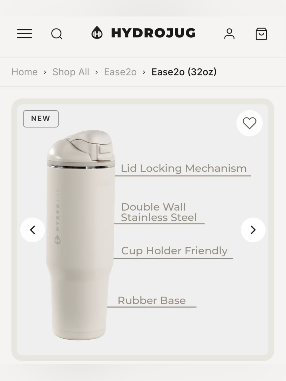 Hydrojug Insulated Water Bottle - 32 oz, Dune or Linen, great condition, see pic - Picture 14 of 14
